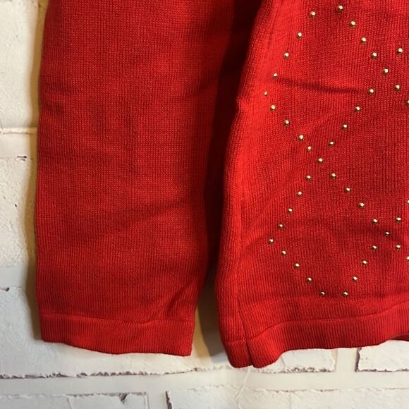 NWT WOMENS M TOMMY HILFIGER SILVER DIAMOND EMBELLISH HOLIDAY RIBBED LONG SLEEVE - Picture 3 of 10